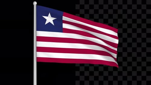 Waving Liberia National Flag Animation