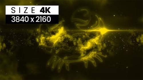 Glowing Neon Crab Zodiac Sign Animation in Abstract Space