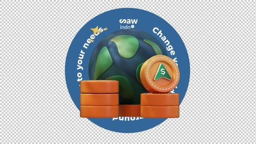 3D Animation Trading Increase - Transparent Background Loop