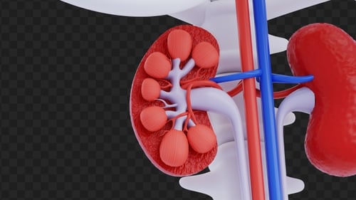 3D Animation of Human Kidney Anatomy Detail | Alpha Channel