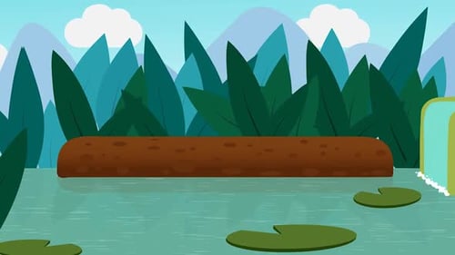 Cartoon Pond water Landscape looped + 4k