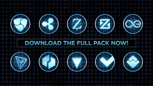 Animated Digital Crypto Currency Icons Reveal Pack