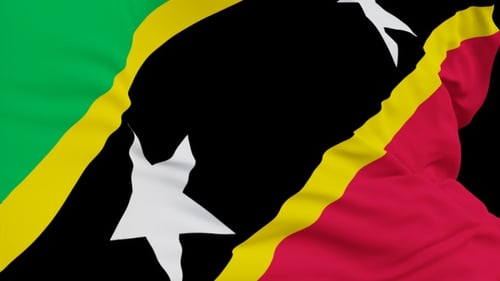The Saint Kitts and Nevis with alpha channel waving in the wind in slow motion