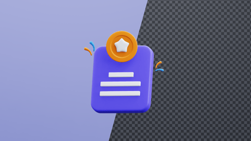 Animated 3D Document Icon with Flipping Star Coin