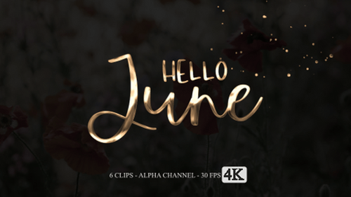 Elegant Hello June Calligraphy Animation with Metallic Colors