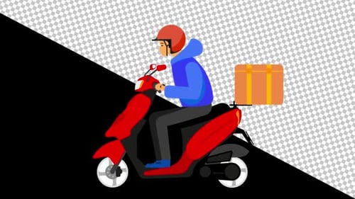 Delivery Services Motorbike Animation Alpha Channel