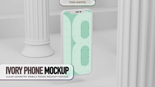 Ivory Geometry Mobile Phone Mockup Footage #08