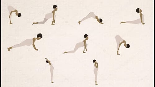 Animated Pregnant Woman Yoga Poses Flat Design Set