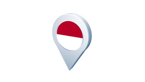 3D Animated Location Pin with Indonesian Flag