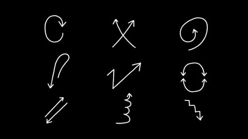 Set Arrow Line Scribble Transparent Background