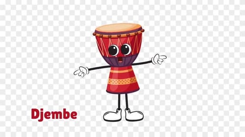 Animated Flat Design Djembe Drum Character