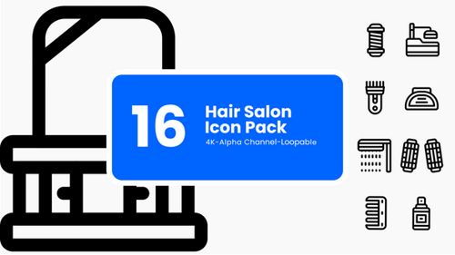 Animated Hair Salon Line Icons Pack
