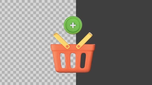 Animated 3D Shopping Basket Add to Cart Icon
