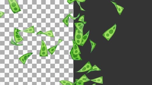 3D Animation of Falling Dollar Banknotes | Alpha Channel