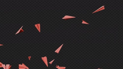 Red Paper Airplanes Flying Animation