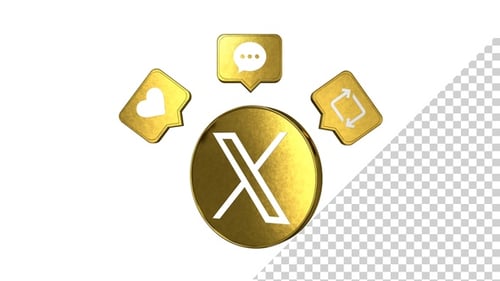 Animated Golden Social Media Icons with X Logo Reveal