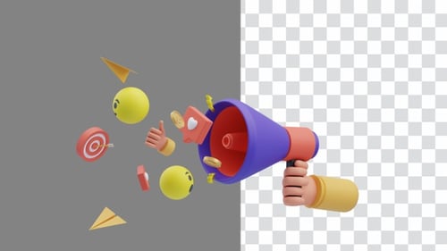 3D Animation of Promoting Marketing Business | Alpha Channel