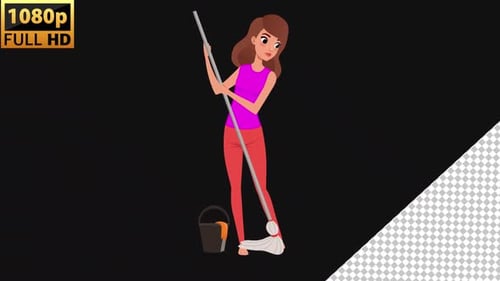 Girl Cleaning 2d animated | Alpha channel