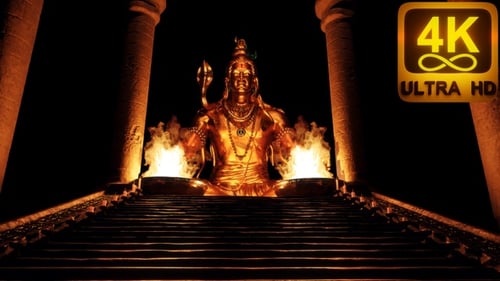 Shiva Hindu Lord Temple Eastern Culture 3D VJ Loop Alpha Channel Fond Fire 4K Art psychédélique