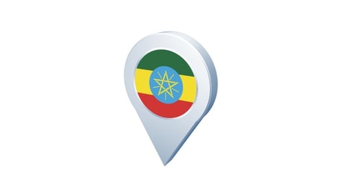 Ethiopian Flag 3D Map Pin Location Animation