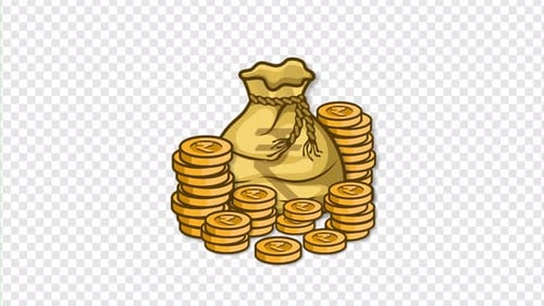 Indian Rupee Money Bag Alpha Animation