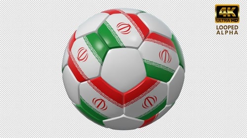 3D Spinning Football with Iran Flag Texture