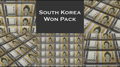 Animated South Korean Won Currency Stacks