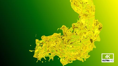 Abstract Yellow Liquid Fluid Splash Animation