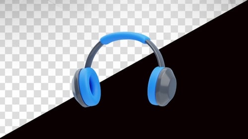 Rotating 3D Blue Wireless Headphones Animation