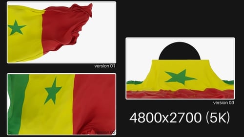 Realistic Senegal Flag Reveal Animation