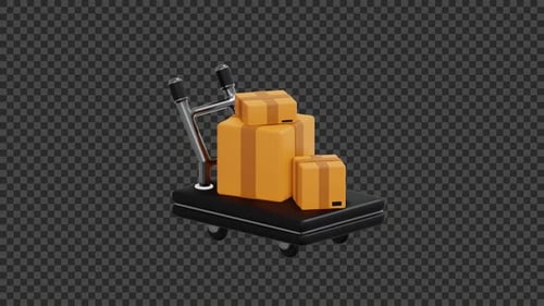 Hand Truck with Cardboard Boxes 4K Animation | Transparent Alpha Channel