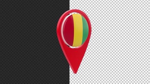 3D Rotating Map Pin with Guinea Flag