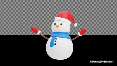 3D Winter Snowman Animation | Alpha Loop