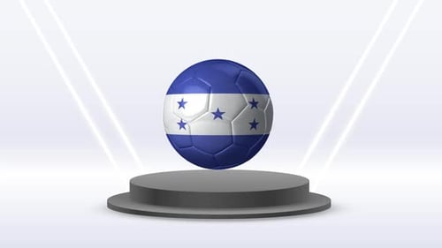 Rotating Honduras Flag Soccer Ball on a Podium