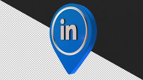 Animated 3D LinkedIn Pin Logo Rotating Loop