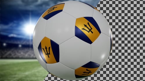 Barbados Flag Soccer Ball Spinning with Alpha Channel