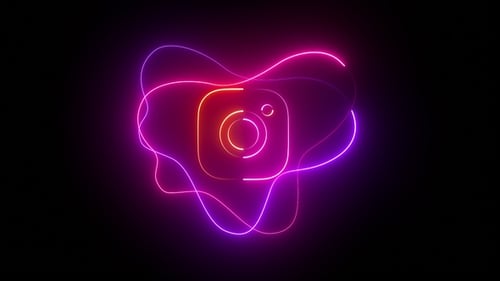 Neon Instagram Logo Reveal with Dynamic Abstract Lines