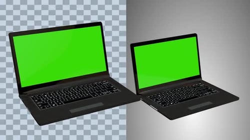 2 items Laptop Mockup green screen animation with Alpha