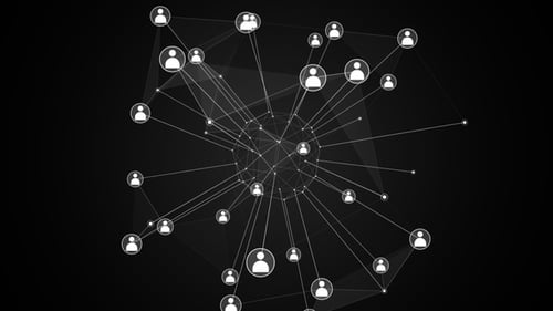 Animated Digital Network of Connecting User Icons