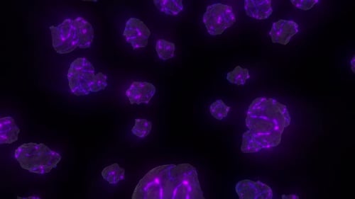 Falling Futuristic Glowing Purple Space Rocks