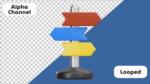 Animação de sinalização de seta de direção 3D | Alpha Channel