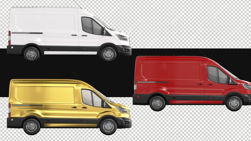 Pack Of 4 Speeding Panel Vans Animations On Alpha Loop
