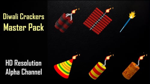 Animated Diwali Firecracker Pack with Burning Fuses