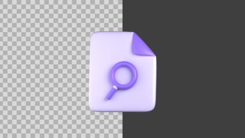 3D Animated Document File Search Icon Loop