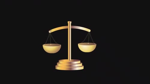 Balance scales line 3D | Alpha Channel