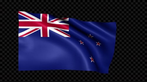 Waving New Zealand Flag Animation with Alpha Channel