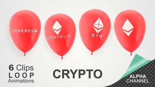Animated Ethereum Cryptocurrency Balloons with Alpha Channel