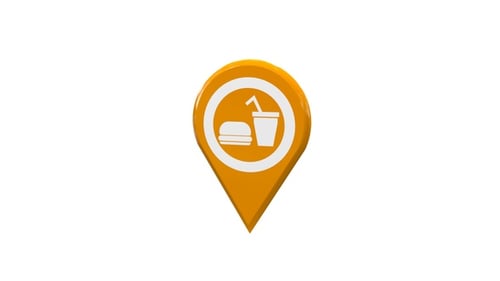 Food Court Map Location Pin Orange V7