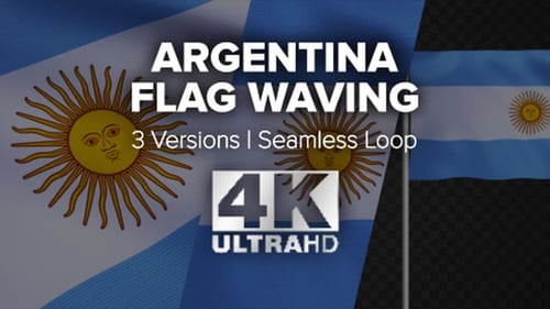 Argentina Flag Blowing in the Wind 4k Realistic Loop Collection