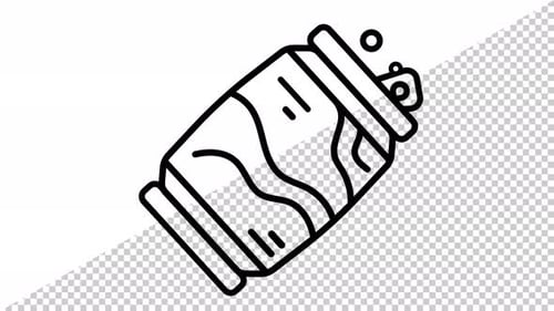 Summer Line Soda Can Icon Looping Animation with Transparent Background